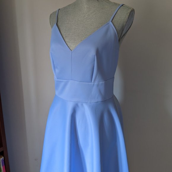 like new - light blue A line wedding guest dress -  midi/knee length - Picture 3 of 8